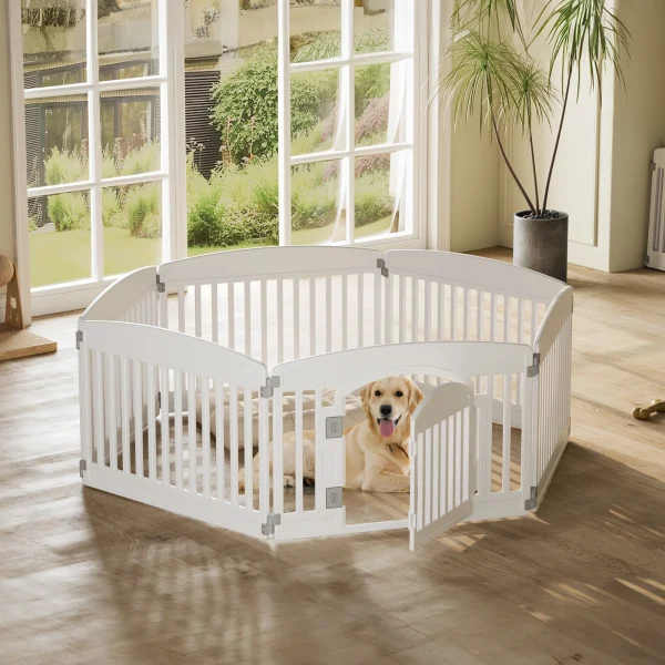 6-Panel Plastic Dog Playpen for Indoor Outdoor Use
