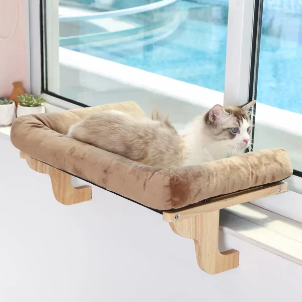 26.4" Hardwood Cat Window Perch with Bolster
