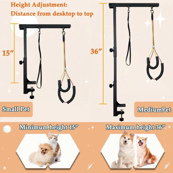 Adjustable Dog Grooming Table Arm with Haunch Holder