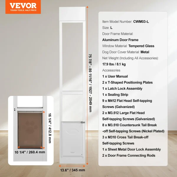 Adjustable Sliding Glass Door with Doggy Door