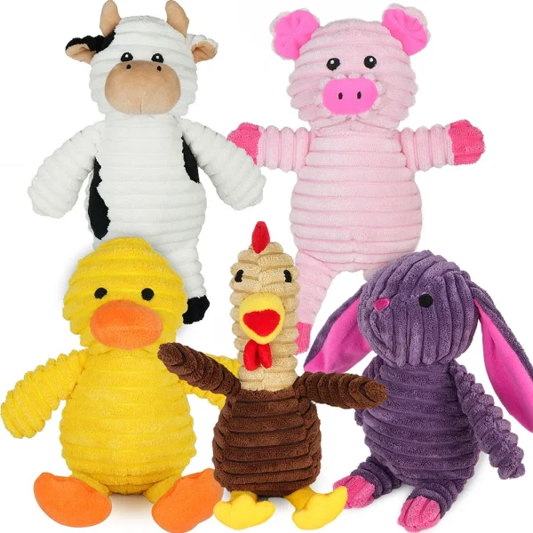5-Pack Plush Squeaky Dog Toys Assortment