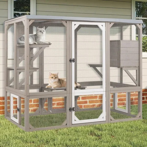 Outdoor Cat Enclosure, Wooden Cat Catio
