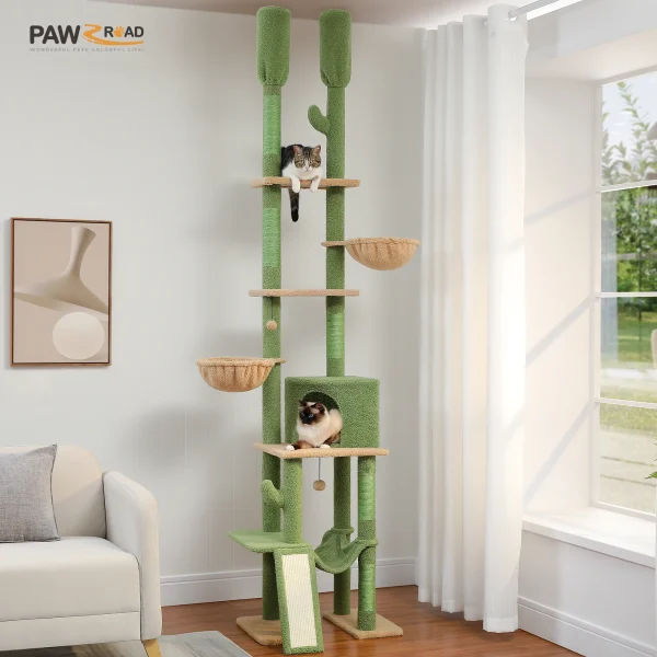 Cactus Floor-to-Ceiling Cat Tree with Hammocks